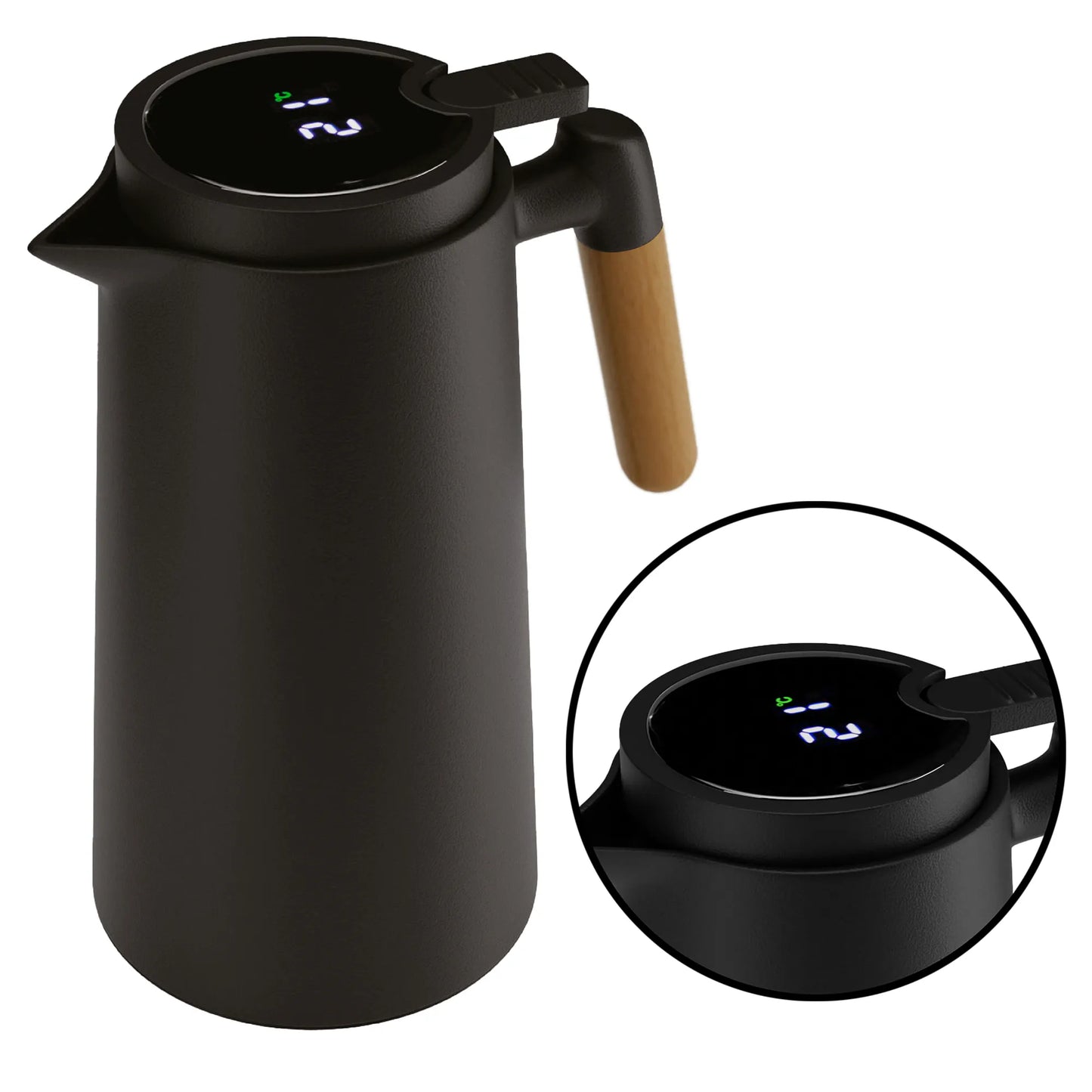 Garrafa Térmica com Termômetro - Preta - 1000ml