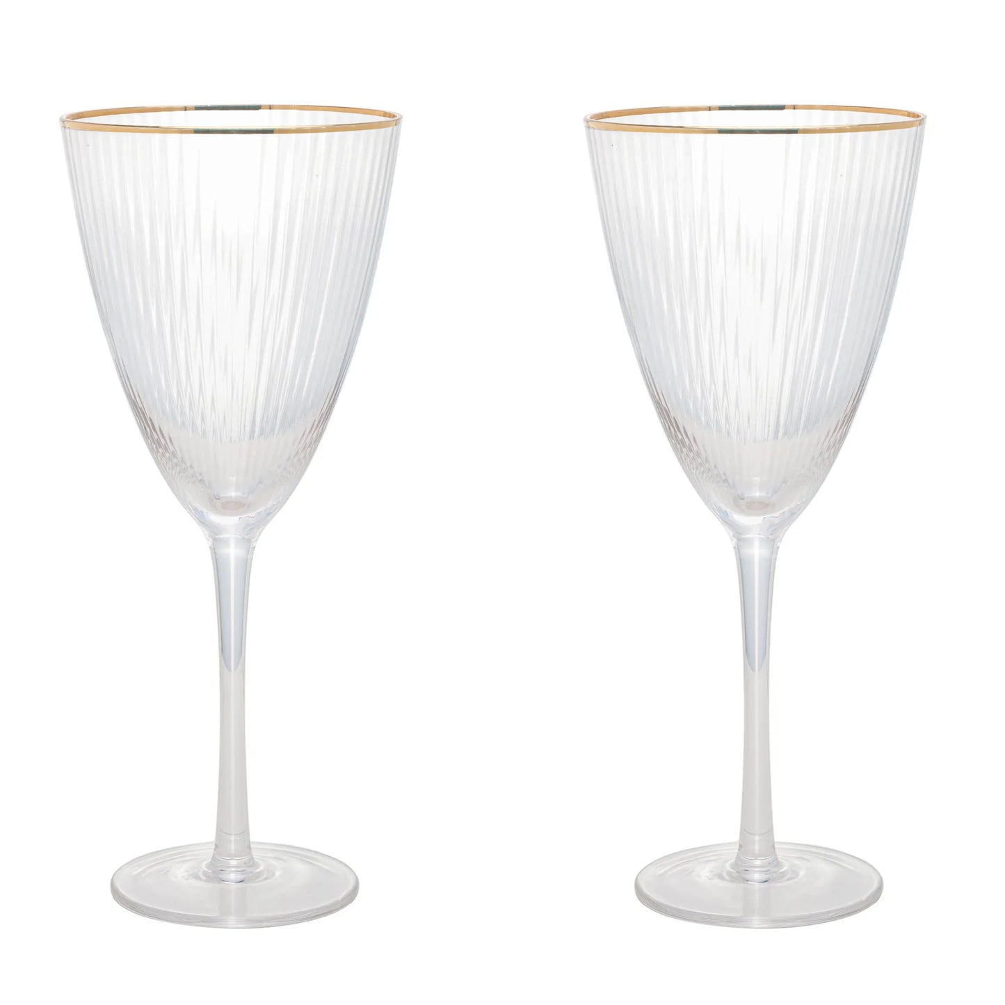 Conjunto 2 Taças p/ Vinho - Lines c/ Borda Dourada - 400ml