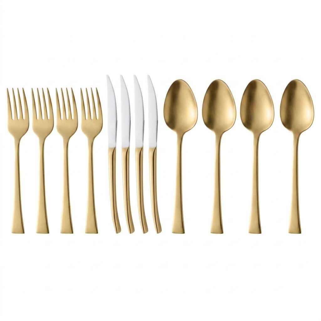 Faqueiro de Aço Inox Berna Dourado 12 Peças – Wolff