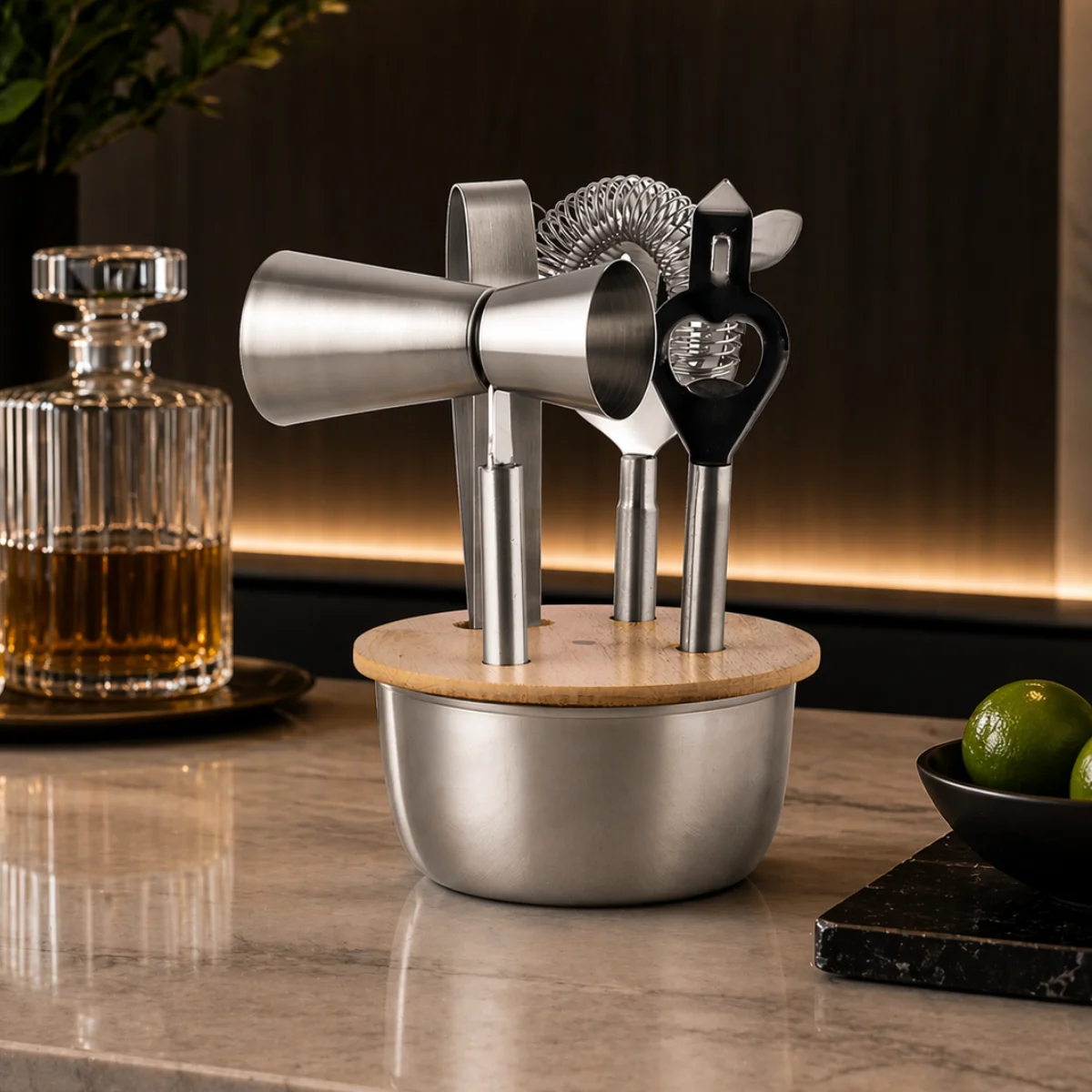 Conjunto Bar 5 Peças em Aço Inox Sam