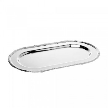 Bandeja Oval com Pé Croisé em Zamac Niquelado 22,5x13x2,5cm