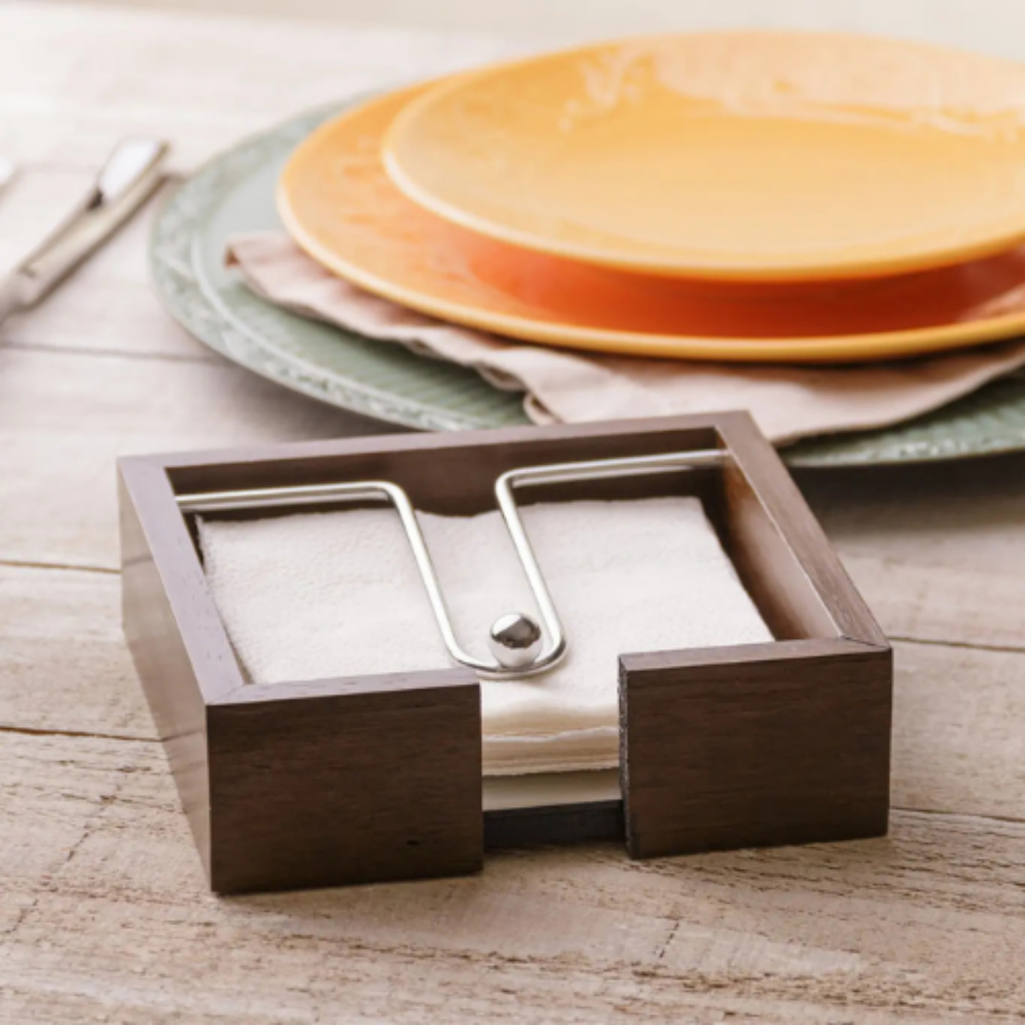 Porta Guardanapo de Madeira - Aramado c/ Espelho - 20cm