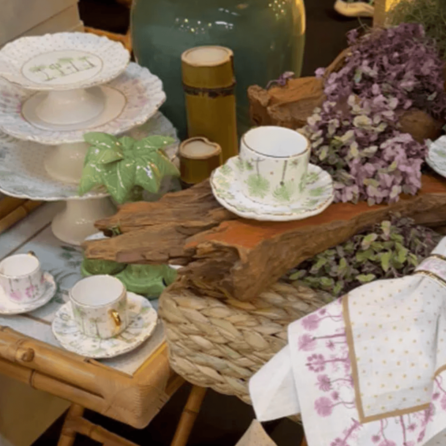 Xícara de Chá com Pires - Petir Poa Tropicalle Verde - 200ml